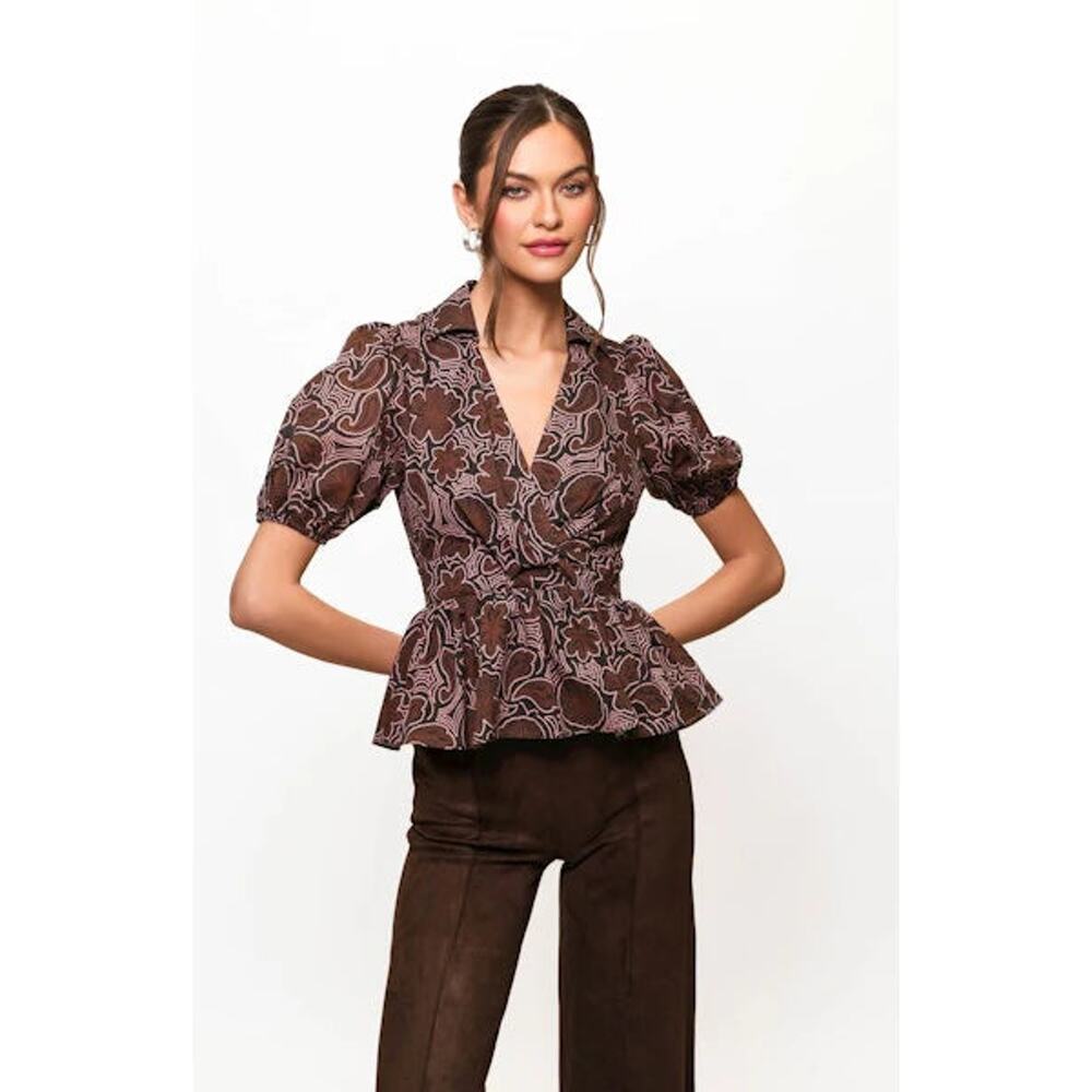 Hutch Fowler Top - Black/Copper Rodeo Stippled Floral NWT SIZE  S M